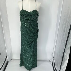 Unithorse NWOT 1XL Green Sequin Evening Gown Womens